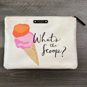 Kate Spade What's The Scoop? Clutch White Multicolor Zip Closure Ice Cream Cone